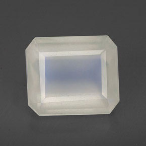 6.76 ct White Rainbow Moonstone Gemstone, Rainbow Moonstone Gem in Octagon Facet Shape for Sale.