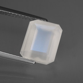 4.16 ct White Rainbow Moonstone Stone, Natural Rainbow Moonstone in Octagon Facet Shape for Sale