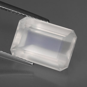 8.16 ct White Rainbow Moonstone Gemstone, Rainbow Moonstone Gem in Octagon Facet Shape for Sale.