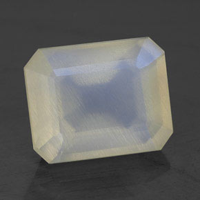 5.10 ct White Rainbow Moonstone Gemstone, Rainbow Moonstone Gem in Octagon Facet Shape for Sale.