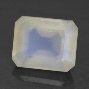 5.10 ct White Rainbow Moonstone Stone, Natural Rainbow Moonstone in Octagon Facet Shape for Sale