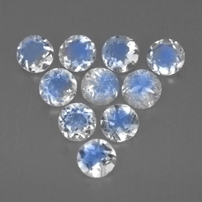 1.31 ct White Rainbow Moonstone Gemstone, Rainbow Moonstone Gem in Round Facet Shape for Sale.