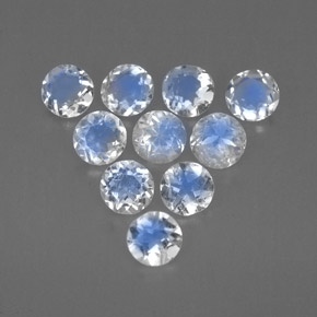 1.31 ct White Rainbow Moonstone Stone, Natural Rainbow Moonstone in Round Facet Shape for Sale