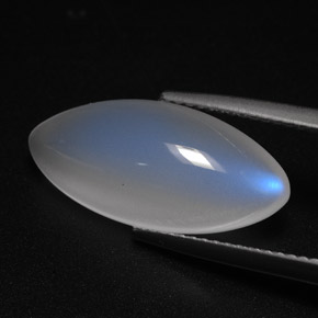 5.97 ct White Rainbow Moonstone Gemstone, Rainbow Moonstone Gem in Marquise Cabochon Shape for Sale.