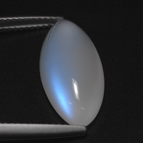 5.97 ct White Rainbow Moonstone Stone, Natural Rainbow Moonstone in Marquise Cabochon Shape for Sale