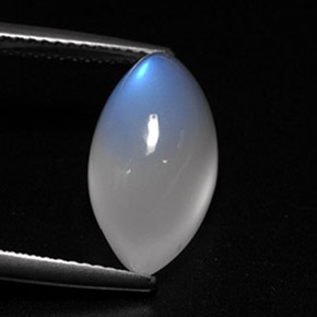 7.75 ct White Rainbow Moonstone Stone, Natural Rainbow Moonstone in Marquise Cabochon Shape for Sale