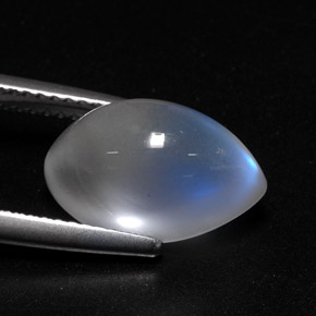 6.27 ct White Rainbow Moonstone Stone, Natural Rainbow Moonstone in Marquise Cabochon Shape for Sale
