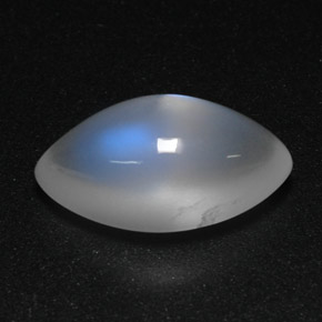 4.35 ct White Rainbow Moonstone Gemstone, Rainbow Moonstone Gem in Marquise Cabochon Shape for Sale.
