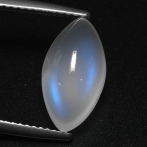 4.35 ct White Rainbow Moonstone Stone, Natural Rainbow Moonstone in Marquise Cabochon Shape for Sale