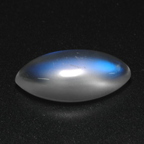 3.91 ct White Rainbow Moonstone Gemstone, Rainbow Moonstone Gem in Marquise Cabochon Shape for Sale.