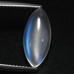 3.91 ct White Rainbow Moonstone Stone, Natural Rainbow Moonstone in Marquise Cabochon Shape for Sale