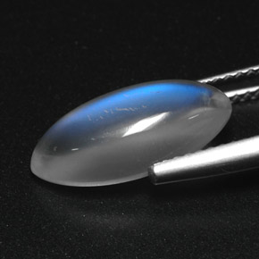 Rainbow Moonstone Gemstone in 15.3 x 7.1 mm Size for Sale, Rainbow Moonstone Stone in Blue White Color