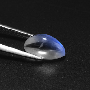 Rainbow Moonstone Gemstone in 11.1 x 6 mm Size for Sale, Rainbow Moonstone Stone in Blue White Color