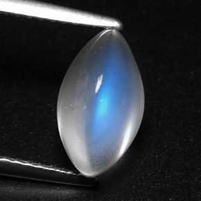 2.77 ct White Rainbow Moonstone Stone, Natural Rainbow Moonstone in Marquise Cabochon Shape for Sale