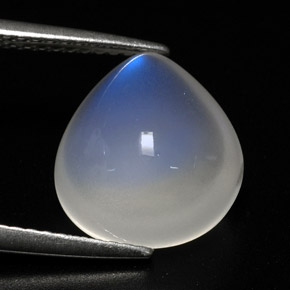 5.54 ct White Rainbow Moonstone Gemstone, Rainbow Moonstone Gem in Pear Cabochon Shape for Sale.