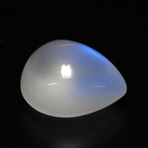 5.54 ct White Rainbow Moonstone Stone, Natural Rainbow Moonstone in Pear Cabochon Shape for Sale