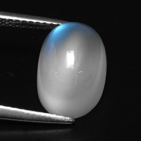 5.25 ct White Rainbow Moonstone Stone, Natural Rainbow Moonstone in Oval Cabochon Shape for Sale