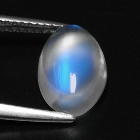 2.88 ct White Rainbow Moonstone Stone, Natural Rainbow Moonstone in Oval Cabochon Shape for Sale