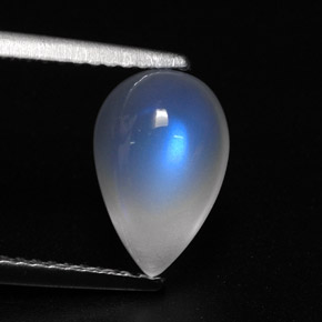 2.99 ct White Rainbow Moonstone Stone, Natural Rainbow Moonstone in Pear Cabochon Shape for Sale