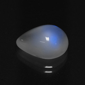 4.41 ct White Rainbow Moonstone Stone, Natural Rainbow Moonstone in Pear Cabochon Shape for Sale