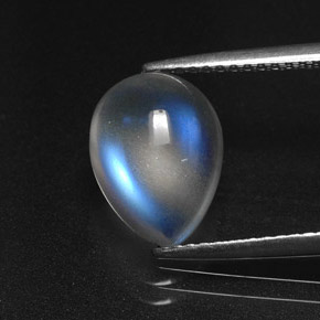 2.95 ct White Rainbow Moonstone Gemstone, Rainbow Moonstone Gem in Pear Cabochon Shape for Sale.