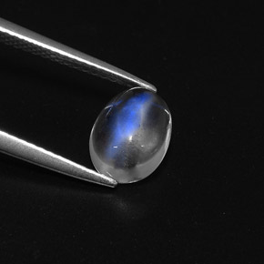 1.85 ct White Rainbow Moonstone Stone, Natural Rainbow Moonstone in Oval Cabochon Shape for Sale