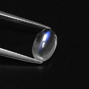 1.50 ct White Rainbow Moonstone Stone, Natural Rainbow Moonstone in Oval Cabochon Shape for Sale