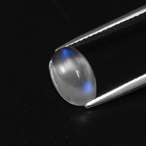 2.38 ct White Rainbow Moonstone Stone, Natural Rainbow Moonstone in Oval Cabochon Shape for Sale