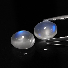 3.25 ct White Rainbow Moonstone Stone, Natural Rainbow Moonstone in Oval Cabochon Shape for Sale