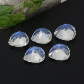 Rainbow Moonstone Gemstones in 4.9 x 4.8 mm Size for Sale, Rainbow Moonstone Stones in Bluish White Color