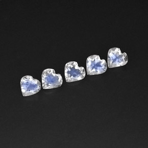 1.76 ct White Rainbow Moonstone Gemstone, Rainbow Moonstone Gem in Heart Facet Shape for Sale.