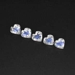 1.76 ct White Rainbow Moonstone Stone, Natural Rainbow Moonstone in Heart Facet Shape for Sale