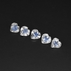 1.80 ct White Rainbow Moonstone Stone, Natural Rainbow Moonstone in Heart Facet Shape for Sale