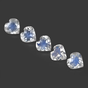 1.80 ct White Rainbow Moonstone Gemstone, Rainbow Moonstone Gem in Heart Facet Shape for Sale.