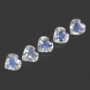 1.80 ct White Rainbow Moonstone Stone, Natural Rainbow Moonstone in Heart Facet Shape for Sale