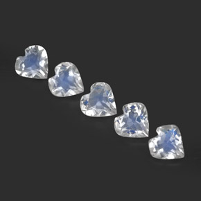 1.50 ct White Rainbow Moonstone Gemstone, Rainbow Moonstone Gem in Heart Facet Shape for Sale.