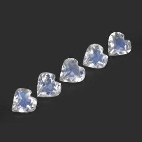 1.50 ct White Rainbow Moonstone Stone, Natural Rainbow Moonstone in Heart Facet Shape for Sale