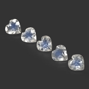1.64 ct White Rainbow Moonstone Gemstone, Rainbow Moonstone Gem in Heart Facet Shape for Sale.