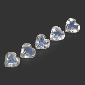 1.64 ct White Rainbow Moonstone Stone, Natural Rainbow Moonstone in Heart Facet Shape for Sale
