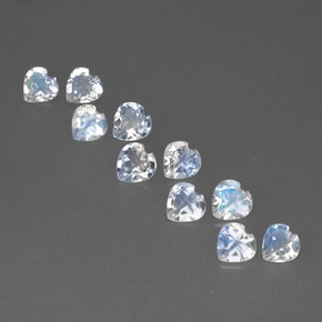 1.80 ct White Rainbow Moonstone Gemstone, Rainbow Moonstone Gem in Heart Facet Shape for Sale.