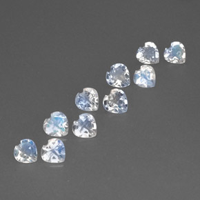 1.80 ct White Rainbow Moonstone Stone, Natural Rainbow Moonstone in Heart Facet Shape for Sale