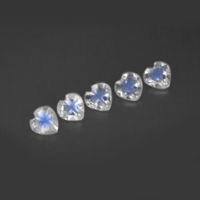 0.87 ct White Rainbow Moonstone Gemstone, Rainbow Moonstone Gem in Heart Facet Shape for Sale.