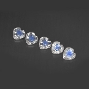 0.87 ct White Rainbow Moonstone Stone, Natural Rainbow Moonstone in Heart Facet Shape for Sale