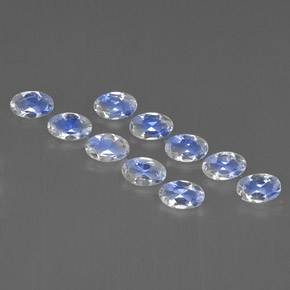 2.02 ct White Rainbow Moonstone Gemstone, Rainbow Moonstone Gem in Oval Facet Shape for Sale.