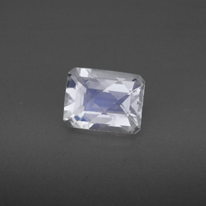 1.82 ct Blue Rainbow Moonstone Stone, Natural Rainbow Moonstone in Octagon Checkerboard Shape for Sale