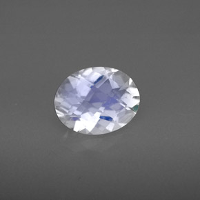 1.55 ct Blue Rainbow Moonstone Gemstone, Rainbow Moonstone Gem in Oval Checkerboard Shape for Sale.