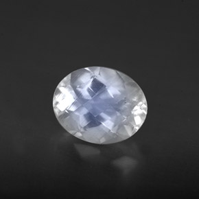 1.94 ct White Rainbow Moonstone Gemstone, Rainbow Moonstone Gem in Oval Checkerboard Shape for Sale.