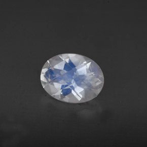 1.04 ct White Rainbow Moonstone Stone, Natural Rainbow Moonstone in Oval Checkerboard Shape for Sale