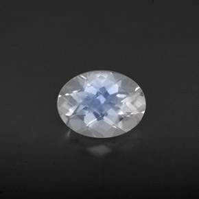 1.13 ct White Rainbow Moonstone Gemstone, Rainbow Moonstone Gem in Oval Checkerboard Shape for Sale.