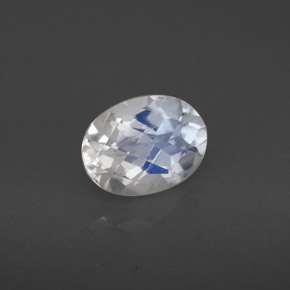 1.36 ct White Rainbow Moonstone Gemstone, Rainbow Moonstone Gem in Oval Checkerboard Shape for Sale.